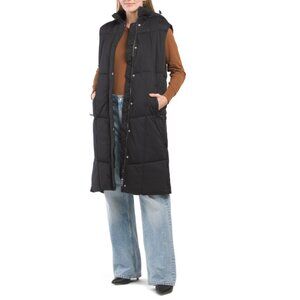 NWOT Avec Les Filles Black Long Puffer Vest